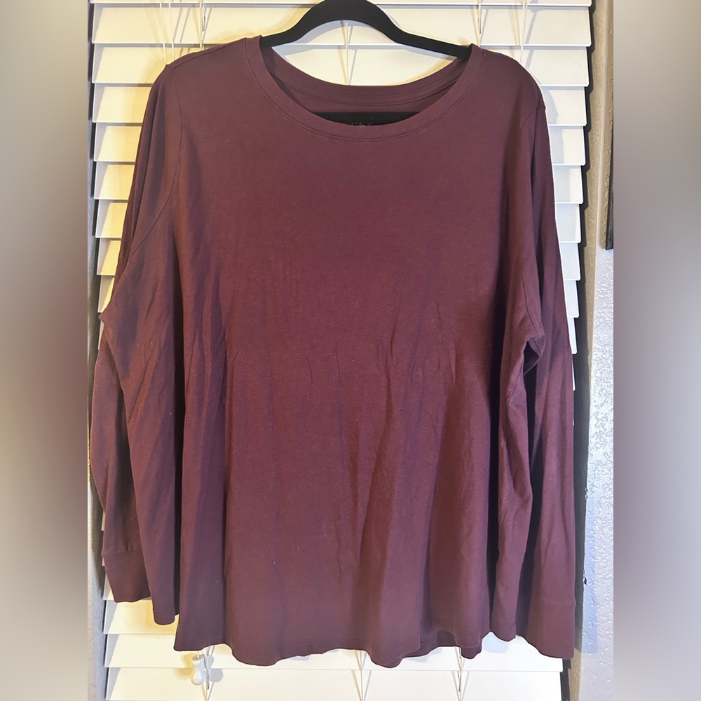 Terra & Sky Long Sleeve Top - Deep Burgundy